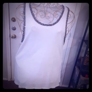 White True Religion tank with beaded accents
